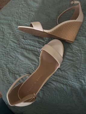 Kelly & Katie Ivory Wedge Sandals with Ankle Strap